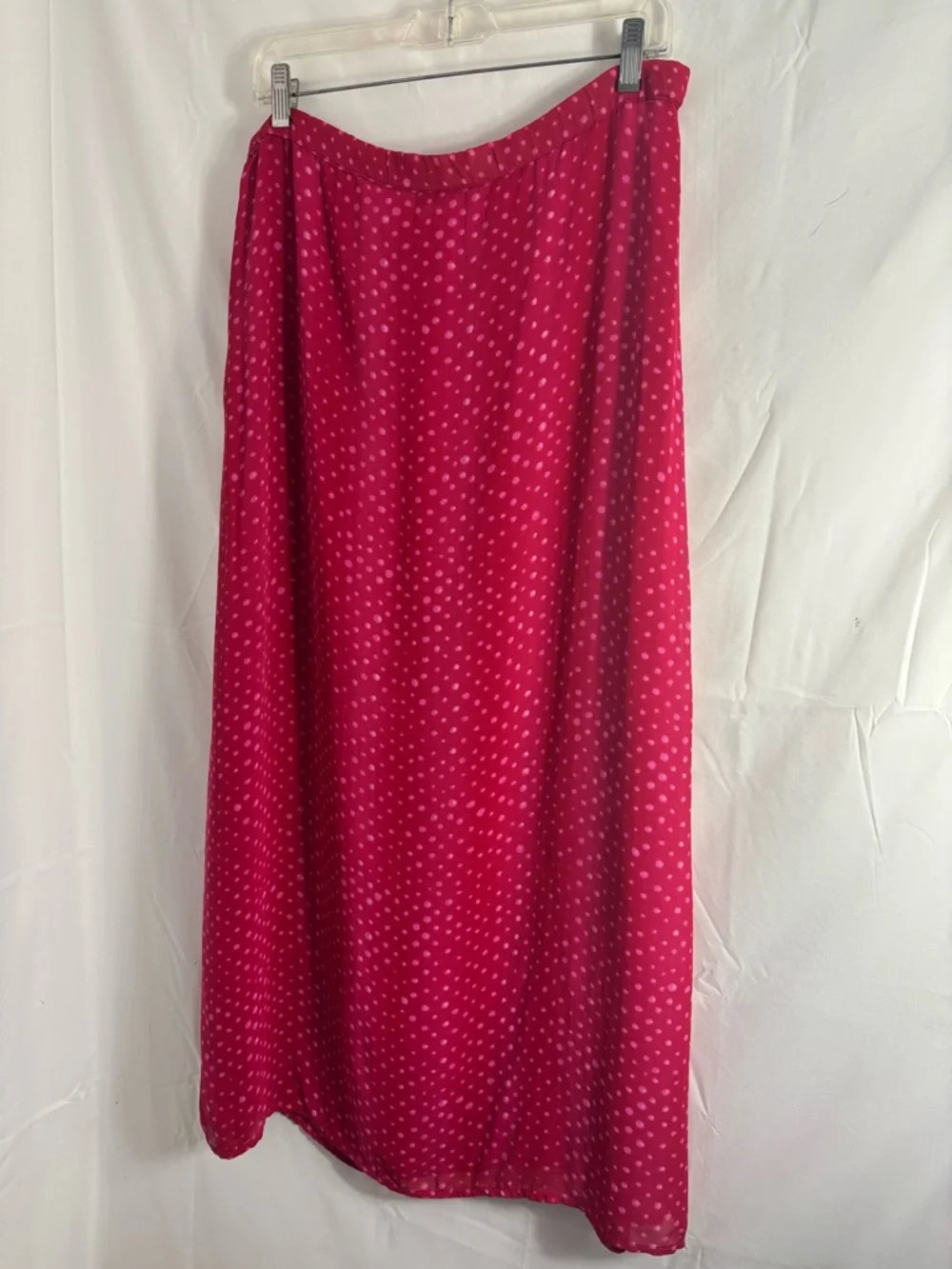 VTG‎ Fuschia Polka Dot Boho Funky Romantic Maxi Skirt Size L